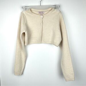 Trotters London Confiture Girls Cropped Cardigan 10/11 Cream Wool Cashmere Blend